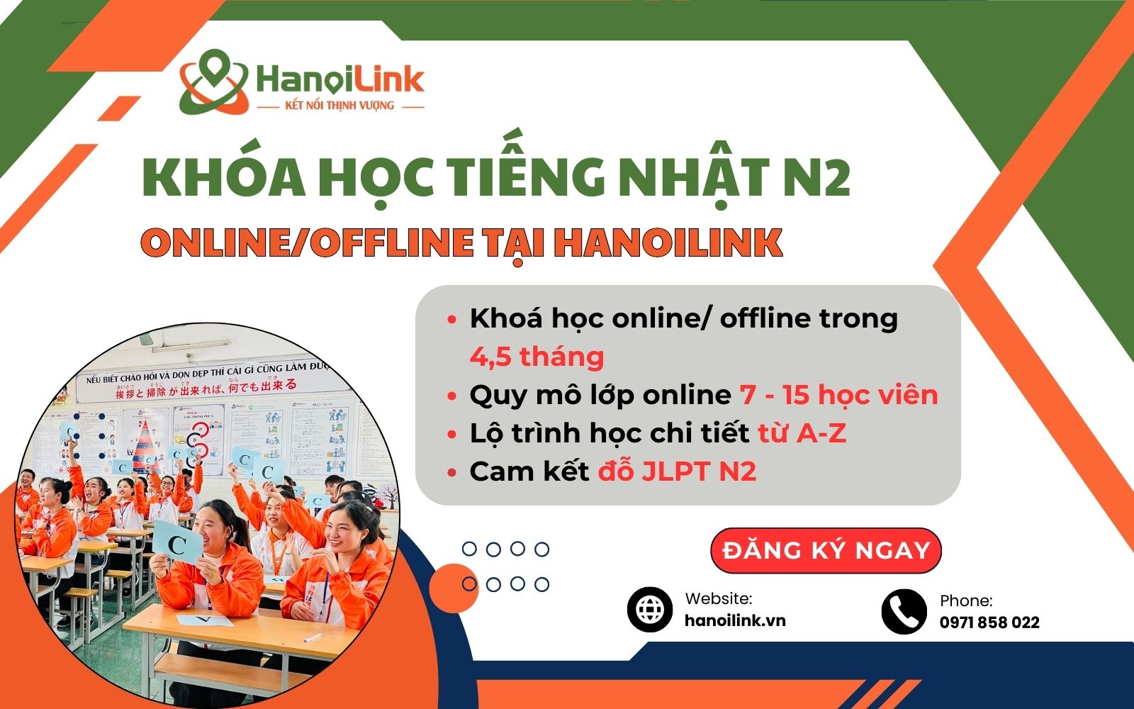 Khóa học tiếng Nhật N2 tại Trung tâm HanoiLink