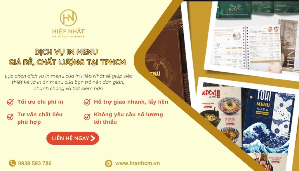 In Hiệp Nhất - Công ty in menu TPHCM uy tín, giá rẻ