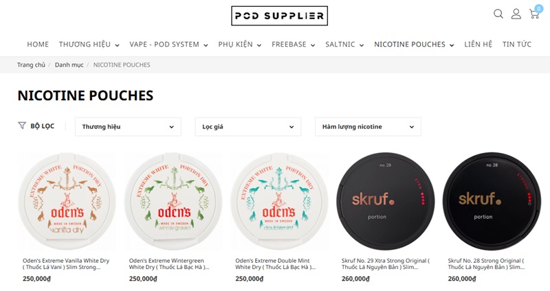 mua túi nicotine giá rẻ tại pod supplier