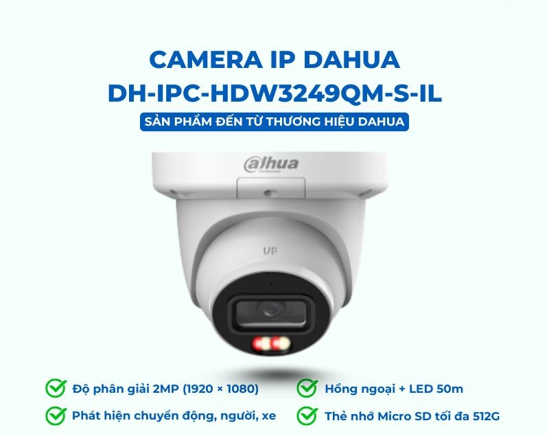 Camera IP Dahua 2MP DH-IPC-HDW3249QM-S-IL