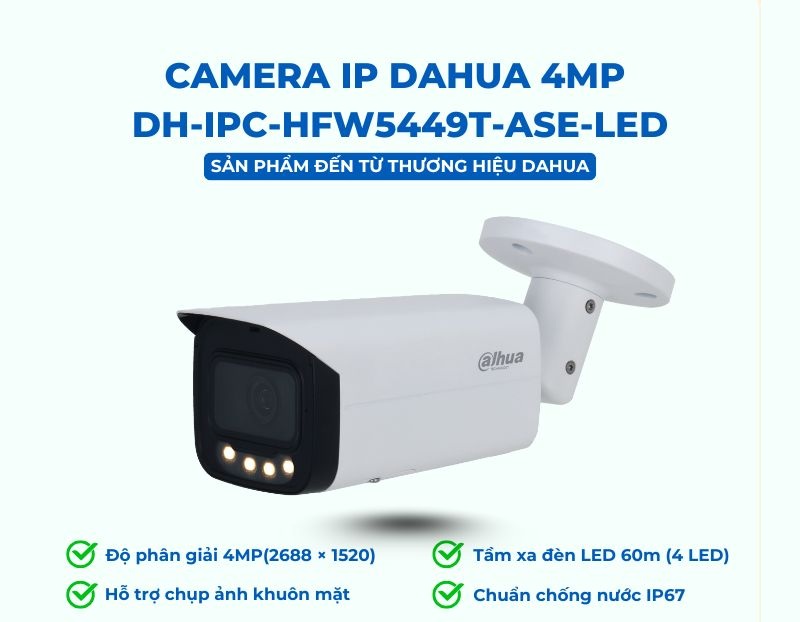 Camera IP Dahua 4MP DH-IPC-HFW5449T-ASE-LED