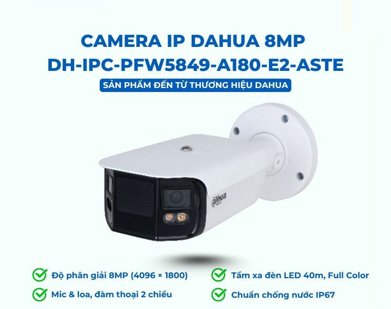 Camera IP Dahua 8MP DH-IPC-PFW5849-A180-E2-ASTE